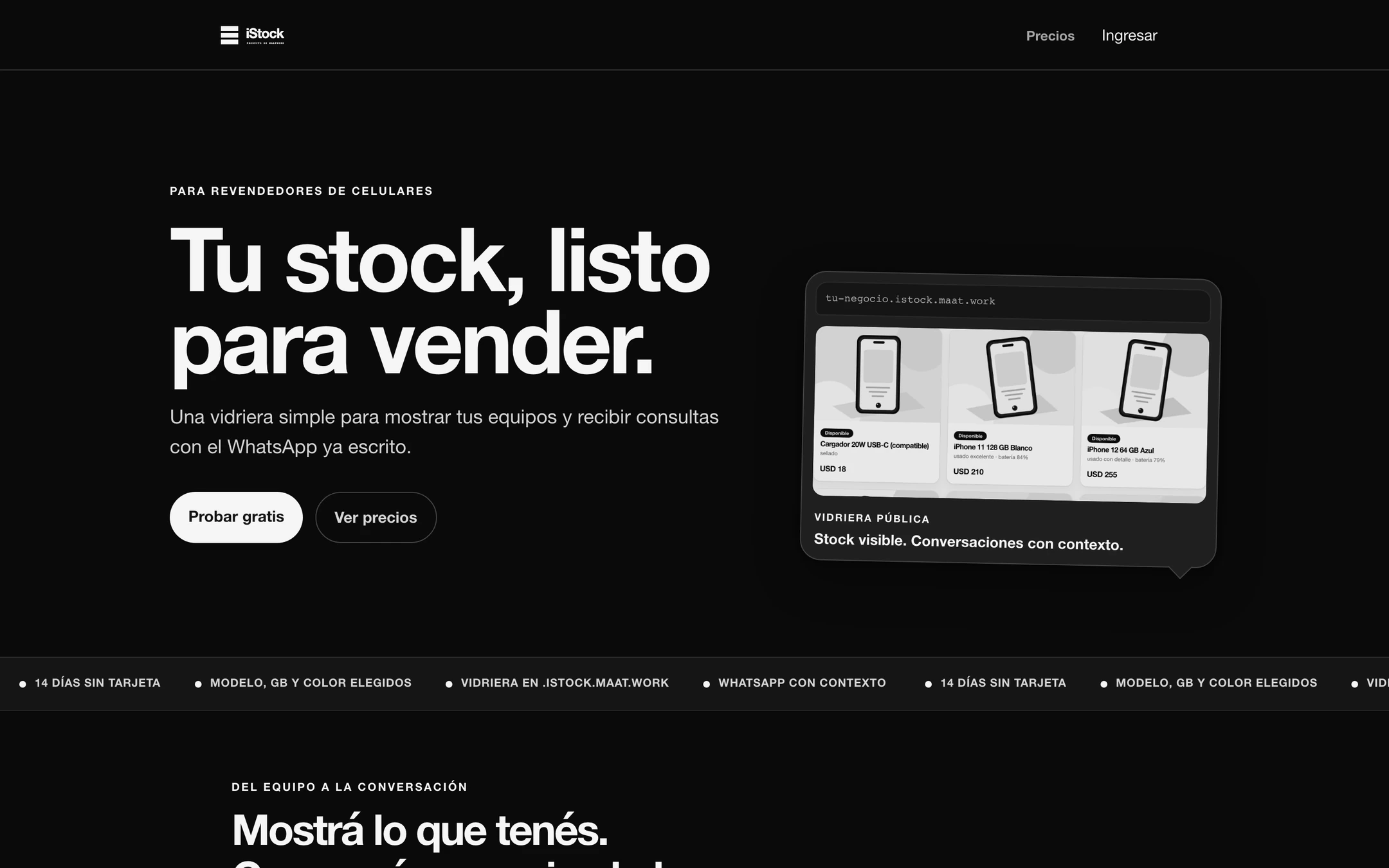 Portada de iStock con la vidriera pública de celulares para revendedores